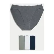 Womens Body by M&S 4er-Pack Slips mit hohem Baumwollanteil und hoch ausgeschnittenem Bein - Grey Mix, Grey Mix, UK 16 (EU 44)