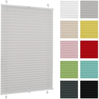 Plissee ohne Bohren 30 cm x 120 cm - Hellgrau - Plissee Klemmfix, Rollos für Fenster ohne Bohren, Jalousien Fenster für innen, Raffrollo, Fensterplissee