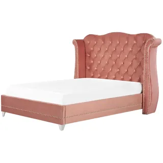 Beliani Polsterbett 140/200cm Rosa Ayette , Textil , 140x200 cm , Schlafzimmer, Betten, Polsterbetten