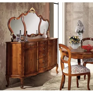 Braun Kommode Schminktisch Frisiertisch Frisierkommode Spiegel 7 Schubladen neu - Braun