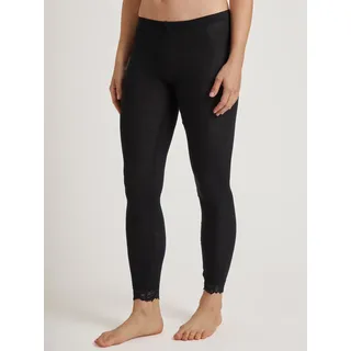 CALIDA Leggings »Silky Wool Joy« mit Spitzensaum, elastisch, wärmend, Feinripp-Qualität, schwarz