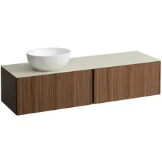 Laufen Il Bagno Alessi Schubladenelement, Steinplatte Calce Avorio, Ausschnitt links, 160x50x37cm, zu WT-Schale H81897 5, H431352097, Farbe: Noce Canaletto