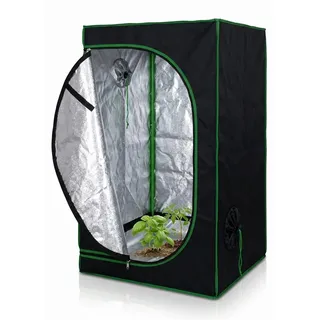 Mucola Gewächshaus inkl. 3 in 1 Feuchtigkeitsmessgerät für Pflanzen Pflanzenzelt Growbox Indoor Pflanzenzelt Zuchtzelt Zuchtschrank Darkroom Frühbeet Schwarz Grün - 120x60x180cm - Schwarz