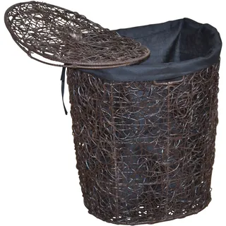 my home Wäschekorb, Rattan-Geflecht, mit Stoffeinsatz und Deckel, Höhe 62 cm, braun
