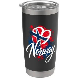 I Love Norway Flagge Herz Silhouette Skandinavische Reise Doppelwandiger Edelstahl-Thermobecher