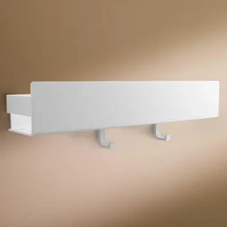 Designfabrik Hamburg Duschablage ohne Bohren | Badezimmer Organizer | Duschregal ohne Bohren | Badregal | Hängeregal | Wandregal | Duschkorb selbstklebend | Duschablage Weiß 42 cm