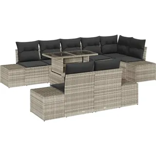 vidaXL Gartensofa-set mit Kissen 9 pcs Hellgrau Poly-Rattan - Hellgrau