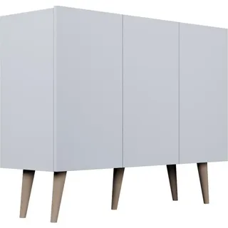 WFL Group Sideboard Ivy 120/95/40 cm in Weiß , Holz , Echtholz , 3 Fächer , 120x95.5x39.9 cm , Kleinmöbel, Kommoden, Sideboards