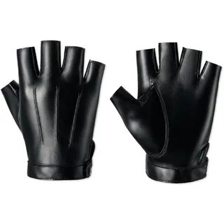 LUFFLOK Fingerlose Handschuhe für Herren und Frauen, PU Kunstleder Fingerlose Handschuhe, Halbe Fingerhandschuhe Winter Warme Handschuhe, Thermische Handschuhe, Handschuhe Ohne Fingerkuppen