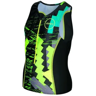 ZONE3 Unisex-Tri-Top für Jugendliche, mit Digitaldruck, Schwarz/Grün/Gelb, Größe M