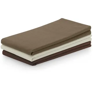 AmeliaHome 3er Set Geschirrtücher Baumwolle Küchentücher 50x70 cm Glatt Letty Beige Braun