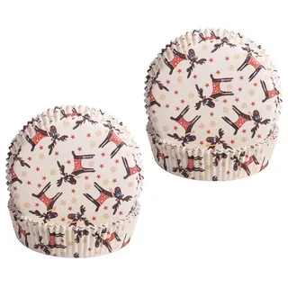 Demmler 2er Set Tarte Backform mit Elchmotiven – 2x12 Stück (24 Stück), stabile Einweg-Backformen aus hochwertigem Ofenkarton - ⌀ 7,5 cm - Made in Germany