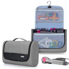 Luxja Tragbare Reisetasche für Dyson Airwrap Styler, Kulturtasche für Airwrap Styler und Zubehör, Faltbare Kosmetiktasche für Dyson Lockenwickler, Grau