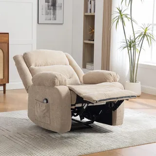 Multifunktionaler elektrischer Relaxsessel mit, Hellkhaki, elektrischer, massage-, und, wärmefunktion - Beige