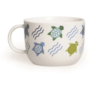 Excelsa Animals Tasse Jumbo, 450 ml, Porzellan, Weiß Schildkröte 11x11x8.1 cm Weiß/bunt