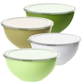 Greentainer Schüssel Set 4 x 3,35 Liter, Salatschüssel groß, Schüsseln für Chips, Süßigkeiten, Snack Schalen, Servierschüssel aus Kunststoff, Melamin-frei, Stapelbare Servierschale