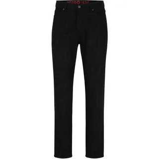 HUGO Herren 634 Tapered-Fit Jeans aus festem Denim mit Jaglion-Print Schwarz 29/32
