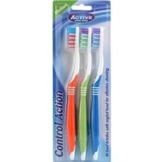Beauty Formulas, Handzahnbürste, Active Oral Care - Control Action Toothbrushes Medium 3 Pcs. (Mittel, 3 x)