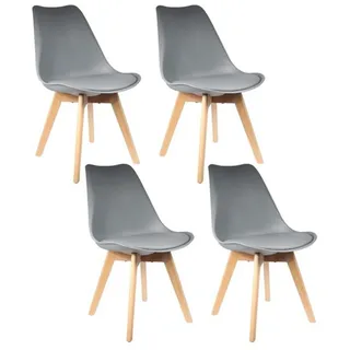 HOME DECO FACTORY The Set mit 4 skandinavischen Schalen, Polypropylen, gepolstert, Grau, Möbel, Sitz, Stuhl, Wohnzimmer, Esszimmer, Schlafzimmer, Möbel, 58 x 81,6 x 48,8 cm