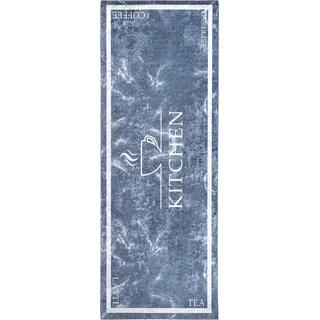 Küchen-Teppich Mazovia - Grau Teppich für die Küche, Muster Kaffee, Kaffeebohnen - Rutschfest, Maschinenwaschbar - 80 x 200 cm - Grau
