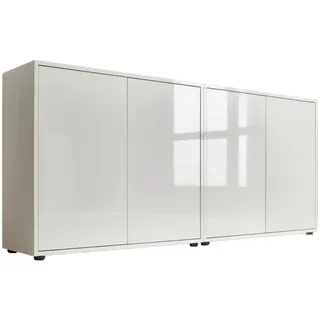 Mid.you Sideboard , Weiß, Weiß Hochglanz , Holzwerkstoff , 6 Fächer , 158x73x33 cm , Made in Germany , erweiterbar, stehend , Kleinmöbel, Kommoden, Sideboards