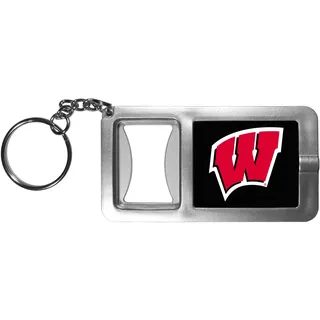 Siskiyou Sports Wisconsin Badgers Taschenlampe Schlüsselanhänger mit Flaschenöffner, Schwarz, Einheitsgröße
