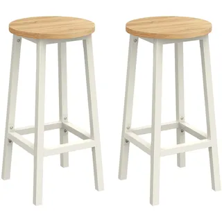 VASAGLE Barhocker, 2er Set, Barstühle, Küchenstühle mit Metallgestell, einfache Montage, 65 cm hoch, mit Fußstütze, für Küche, Wohnzimmer, Esszimmer, eichenbeige-weiß LBC032W09