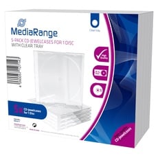MediaRange BOX31-2 CD-Leerhülle (für 1 Disc, 10.4mm, 5er Pack) transparentes Tray