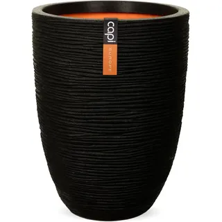 Capi Pflanztopf Nature Rib Elegant niedrig Riffel Ø 46 cm x 58 cm Schwarz