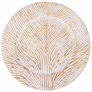 Set 6 Platzteller Ø 33 cm, Dekor weiß und gold, Eden