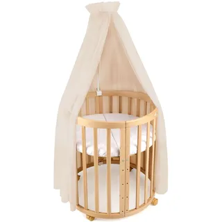 waldin Baldachin Betthimmel aus Tüll mit Himmelstange ohne Bett | für Babybett und Wiege, Weicher Stoff, Höhe ca. 155 cm, OEKO TEX Standard 100, Farbe Beige
