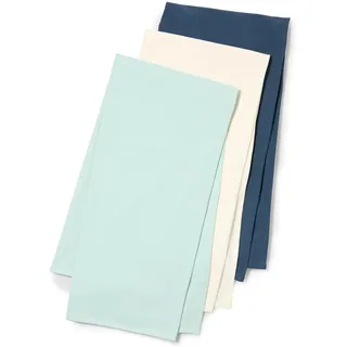 Amazon Essentials x Sofia Grainge Unisex Baby Pucktuch aus Musselin, 107 cm x 107 cm, 3er-Pack, Blassgrün/Elfenbein/Marineblau, Einheitsgröße