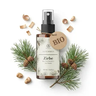 BOHORIA® Zirbe Raumspray 100 ml – Ätherische Öle Zirbenholz Raumduft – Natürliches Air Spray für Schlafzimmer, Wohnzimmer & Kissen – Frischer Alpen Duft