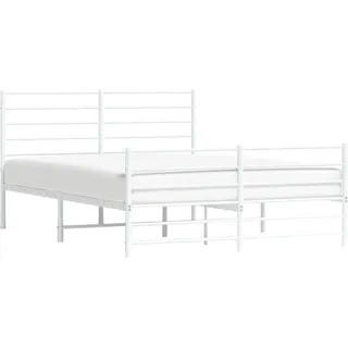 vidaXL Bettgestell mit Kopf- und Fußteil Metall Weiß 120x200 cm - Weiß