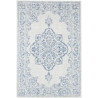 Northrugs In- und Outdoor Teppich 120x170cm - Wetterfest Orientalisch Vintage-Design mit Medallion Läufer Terrassenteppich Balkonteppich Küchenläufer Badteppich Wohnzimmerteppich Wasserfest in Blau