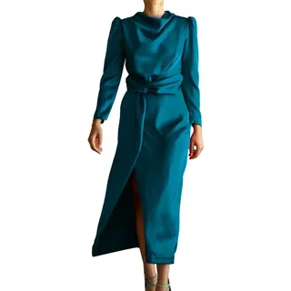 Chnnamzu Abendkleid Damen Lange - Abendkleid Elegant Lang mit Schlitz Elegantes Abendkleid einfarbigem Satin Anspruchsvolles Brautjungfernkleid mit hohem Schlitz für den Winter