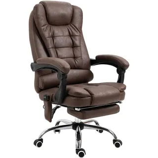 Vinsetto Bürostuhl mit Massagefunktion, Ergonomisch Schreibtischstuhl mit Liegefunktion , Braun , Kunststoff , Füllung: Schaumstoff,Schaumstoff , 70x119x65 cm , Büromöbel, Bürostühle, Chefsessel