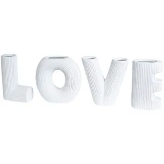 GILDE Tischvase »LOVE, Dekovase« Vase aus Keramik, mit geriffelter Oberflächenstruktur, Höhe ca. 15 cm, weiß
