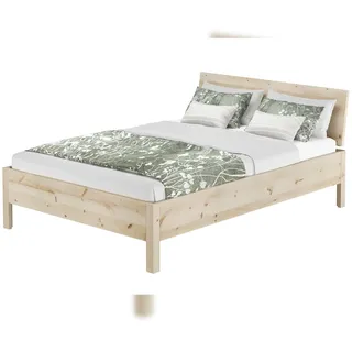 Erst-Holz Metallfreies Doppelbett Holzbett Zirbe massiv 140x200 mit wählbarem Zubehör V-60.95-14ohne Zubehör - Naturbelassen