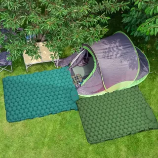 Selbstaufblasende Luftmatratze für 2 Personen - Faltbar und ultraleicht - Mit Fußpumpe - Für Outdoor-Camping und Strandzelt