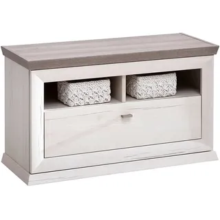 Hom`in Garderobenbank , Grau, Weiß , Holzwerkstoff , 1 Schublade(n) Schubladen , 85.2x50.5x38.5 cm , Garderobe, Garderobenbänke, Garderobenbänke