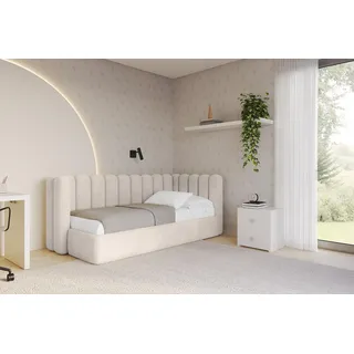 altdecor Jugendbett HUGY 100 x 200 cm Textil beige