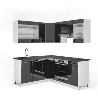 Vicco Winkelküche L-Form 160 x 190 cm Hochglanz/Weiß