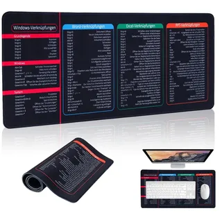 Excel Mauspad Deutsch, Tastenmeister Mauspad Deutsch, Einzigartig Gaming Mousepad, Praktisch Große Gaming Sachen, Schreibtischunterlage für Büro Zuhause Alltag, 300x600x3MM