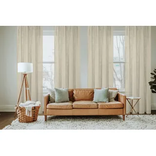 Vorhang HOME BASICS "SOFTY" Gr. 1, grau (taupe), B:140cm H:160cm, Polyester, Gardinen, Vorhang, Kombibandschal SOFTY Uni
