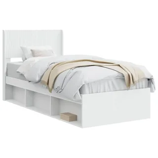 vidaXL Bettgestell mit Stauraum und Kopfteil Weiß 90 x 200 cm - Weiß