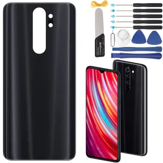 YHX-OU 6.53'' Schwarz Akkudeckel für Xiaomi Redmi Note 8 Pro Rückseite Backcover Akkufachdeckel Batterieabdeckung Rückseite Ersatz Reparatur Set + Werkzeug