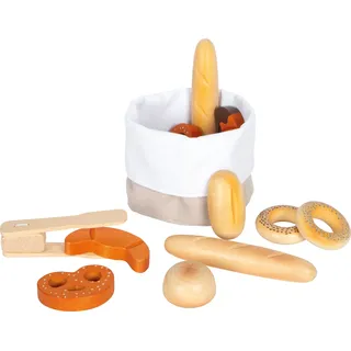 Small Foot Company small foot Brotkorb-Set "fresh" aus Holz, mit Backzange, Zubehör für Kinderküche und Kaufladen, ab 3 Jahren,