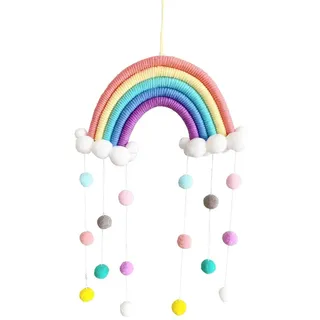Nicole Knupfer Makramee Regenbogen Wandbehang Home Decoration Boho Room Decor Handgewebte Tapisserie Kinder Wand Dekoration (CH5A-1)