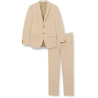 JACK & JONES Herren Jprsolaris Check Suit Anzug 12239770,Travertine/Checks:super Slim Fit,46